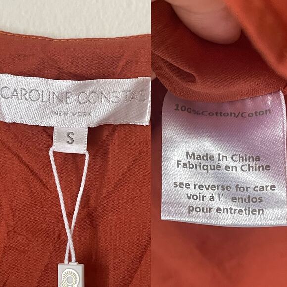CAROLINE CONSTAS NWT Blakely Floral Cotton Mini Dress in Rust Toile Size S - Picture 14 of 16